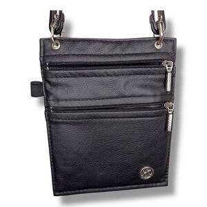 Hip Klips Black Faux Leather Travel Wallet Vegan Lightweight Casual Festival